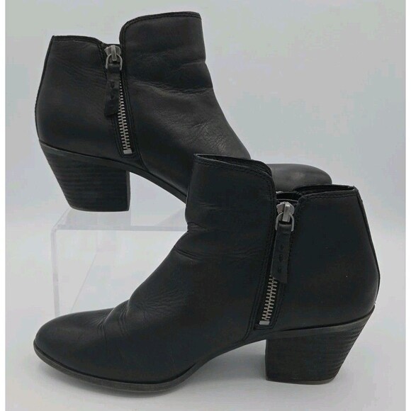 Frye Judith Double Zip Ankle Boots Womens Size 7.5M Black Leather Block Heel - Picture 2 of 9